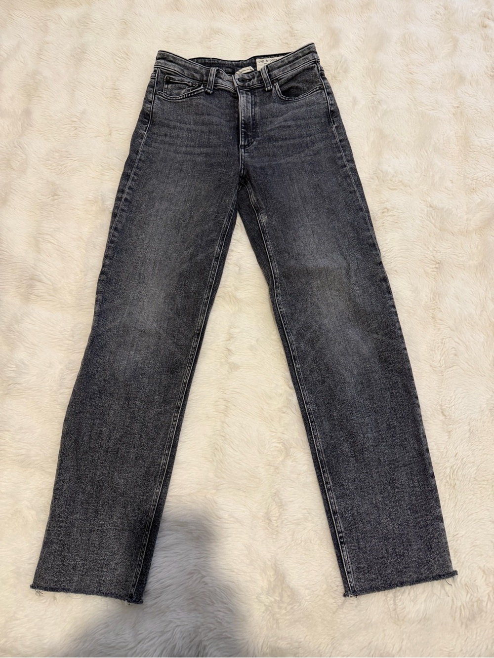 rag & bone High-Rise Straight Jeans in Washed Black